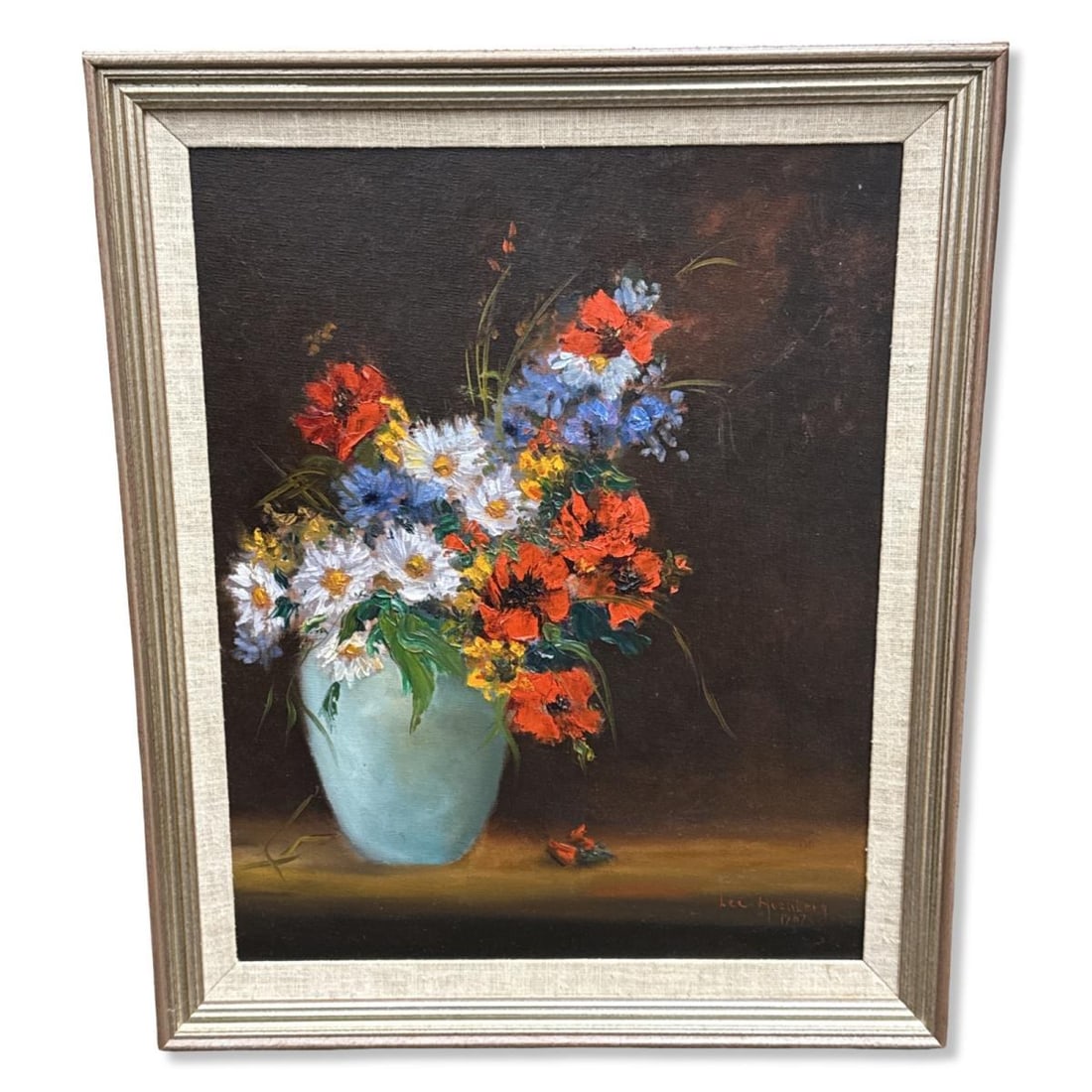 Signed Lee Hochberg (American, 20th Century) Floral Still Life Oil Painting on Canvas: Signed Lee Hochberg (American, 20th Century) Floral Still Life Oil Painting on Canvas. Signed & dated 1987, H: 23 5/8" x W: 19 3/4"