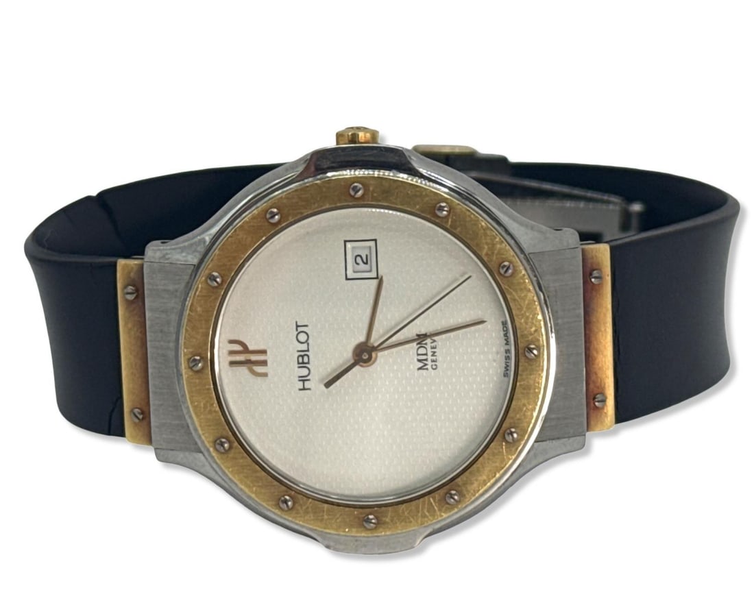 Hublot Classic MDM 18kt YG & Stainless Steel Ladies Watch with Original Hublot Band: Hublot Classic MDM 18kt YG & Stainless Steel Ladies Watch with Original Hublot Band measures DIA: 2 5/8", serial number 1401.2. Band sold as is