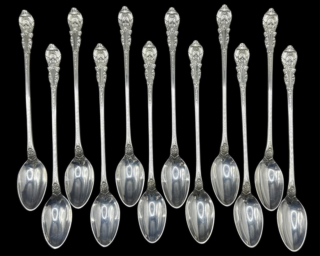 Lot of 12 Wallace Sterling Silver Sir Christopher Iced Tea Spoons: Lot of 12 Wallace Sterling Silver Sir Christopher Iced Tea Spoons K: 7 5/8", weighs 12.32 OZT