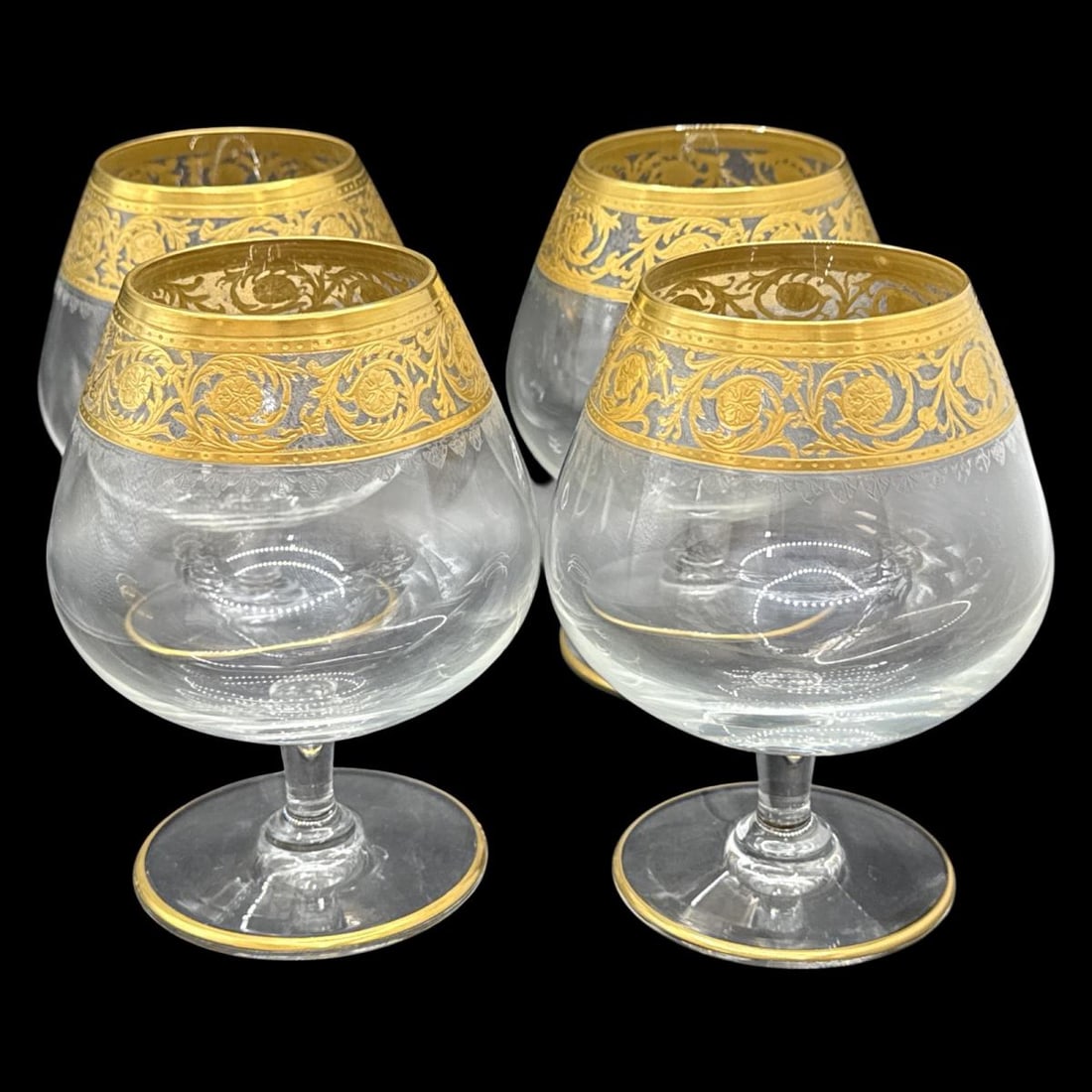 Lot of Four St. Louis Crystal Thistle Pattern Brandy Glasses (1 of 4)