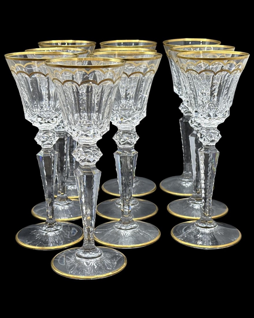 Lot of Seven St. Louis Cut Crystal Excellence Pattern Burgundy Wine Glasses (1 of 4)