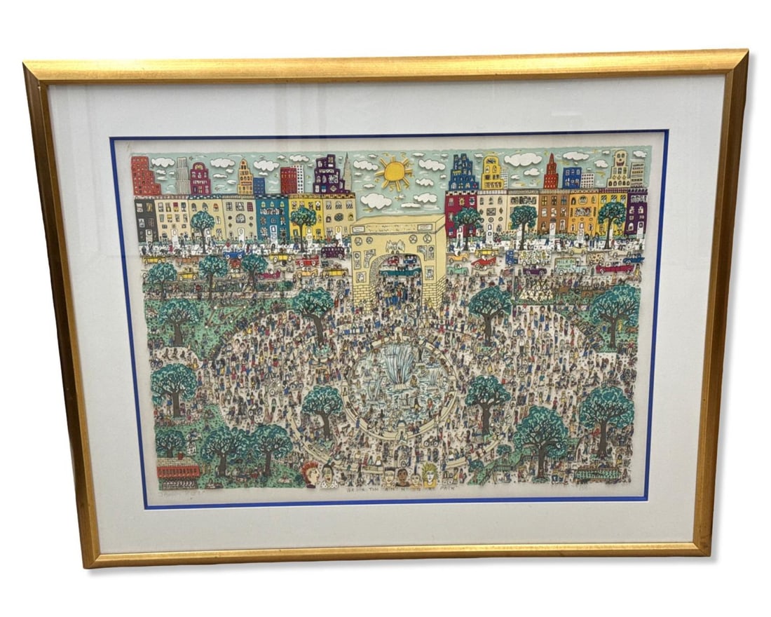 Signed James Rizzi (American, 1950-2011) Washington Ain't No Square Park 3D Silkscreen (1 of 4)