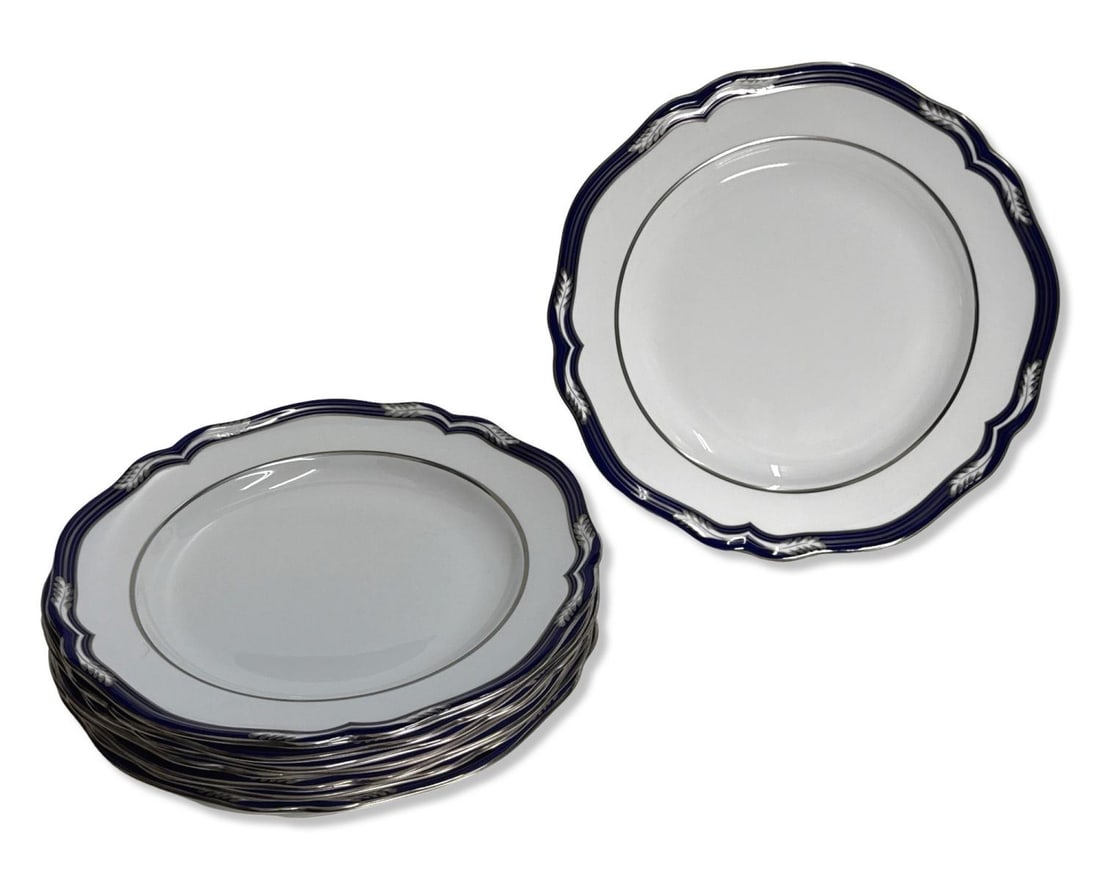 Lot of Eight Spode Chancellor Cobalt Bone China Dinner Plates (1 of 3)