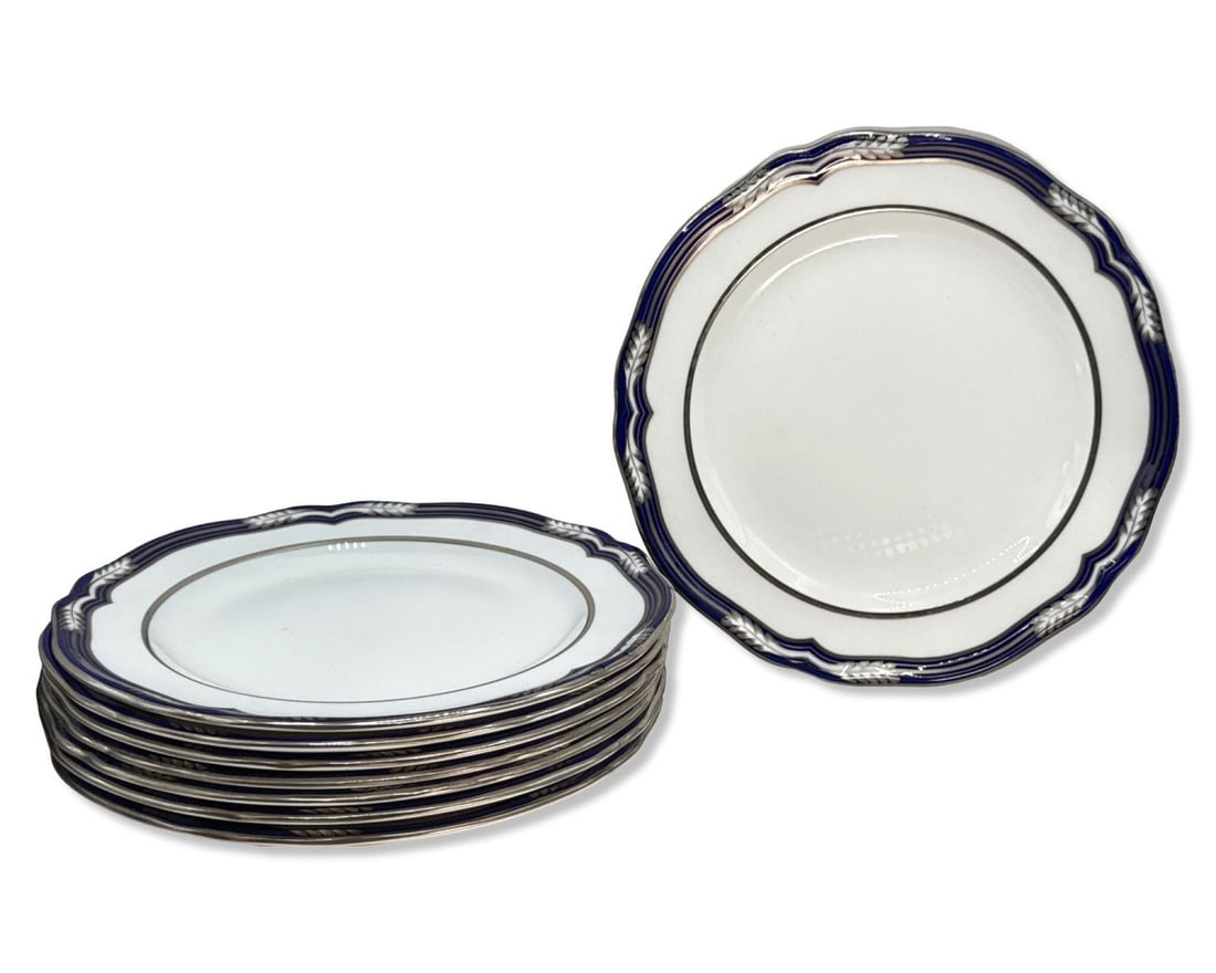 Lot of Eight Spode Chancellor Cobalt Bone China Salad Plates (1 of 3)