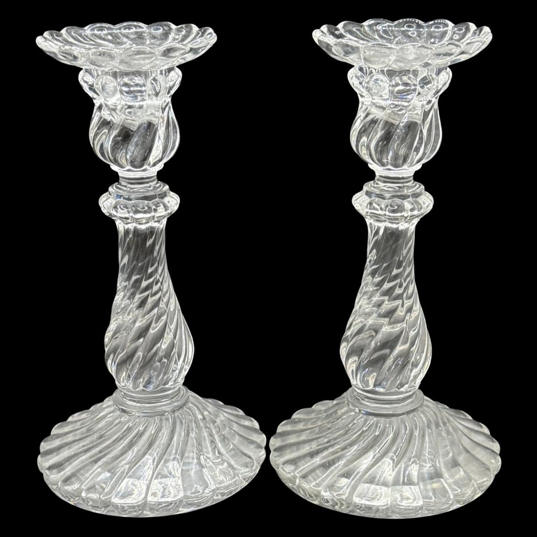 Pair of Baccarat Crystal Bambous Single Light Candlesticks (1 of 3)