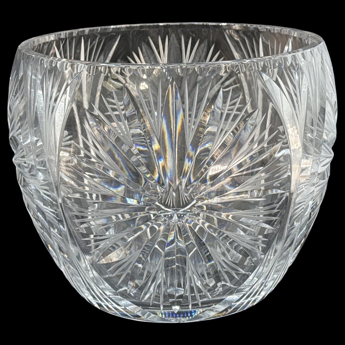 Bohemian Czech Starburst Design Crystal Vase: Bohemian Czech Starburst Design Crystal Vase H: 7 1/4" x DIA: 9 1/4"