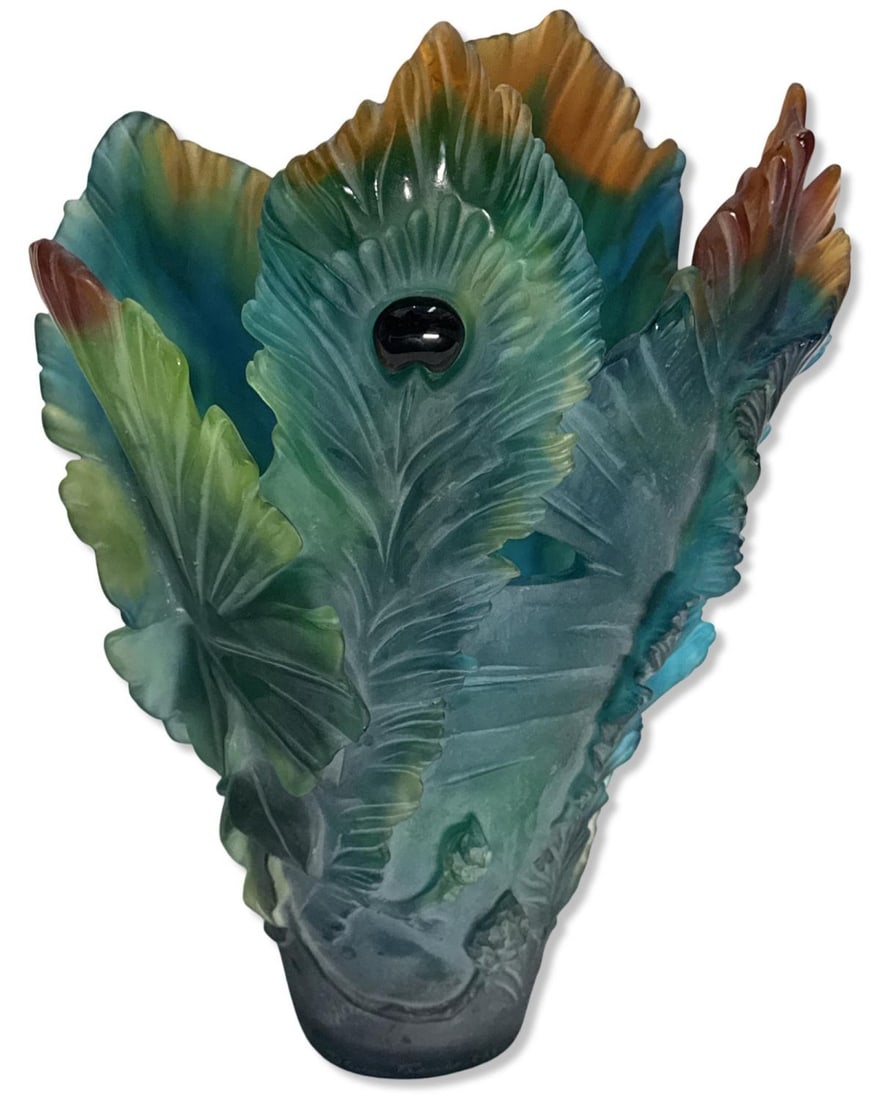 Daum Fleur De Paon Exotique Large Peacock Feather Vase (1 of 5)