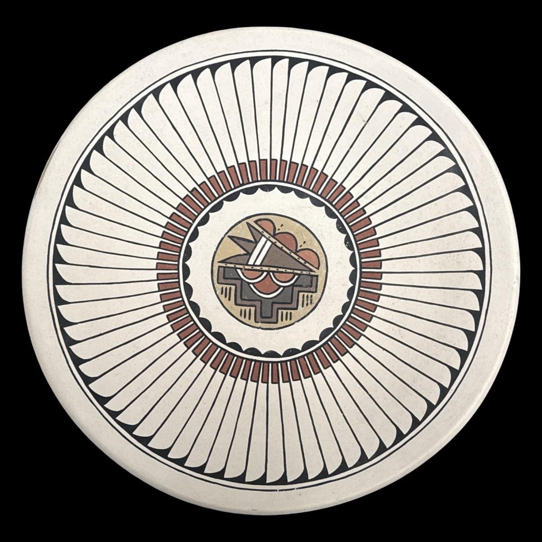 Signed Minnie Vigil & Sun Bird Native American Polychrome Ceramic Plaque (1 of 3)