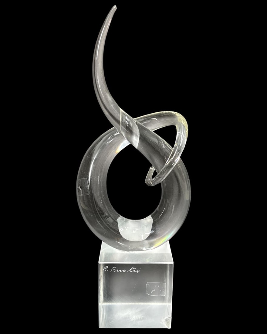 Signed R. Anatra (Italian, b. 1943) Murano Art Glass Love Knot Sculpture (1 of 2)
