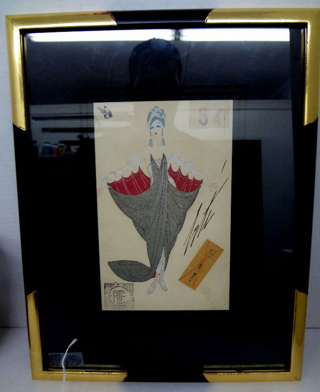 Original Erte Gouache Painting Signed Erte: Original Erte Gouache Painting Signed Erte. Number 1/ March 2nd 1918.