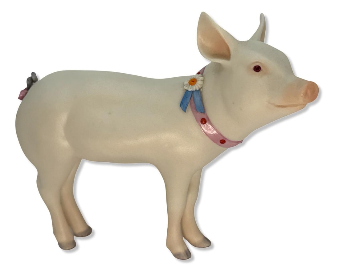 Cybis Porcelain Albino Pig Figurine (1 of 2)