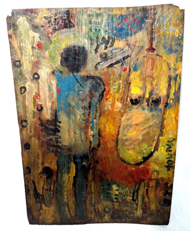 Purvis Young (American 1943-2010) Painting: Purvis Young (American 1943-2010) Painting on wooden board. Measures - 45 1/2" high x 32" wide. For Domestic or International Shipping Quotes Please Feel Call Ryan or Dave at Eagle Shipping Center 561