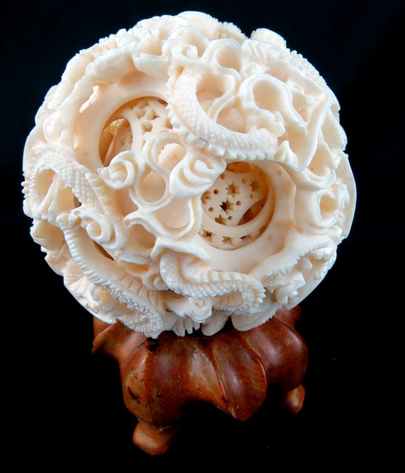 Chinese Hand Carved Ivory Figural Puzzle Ball Aug 25, 2013 Bruce