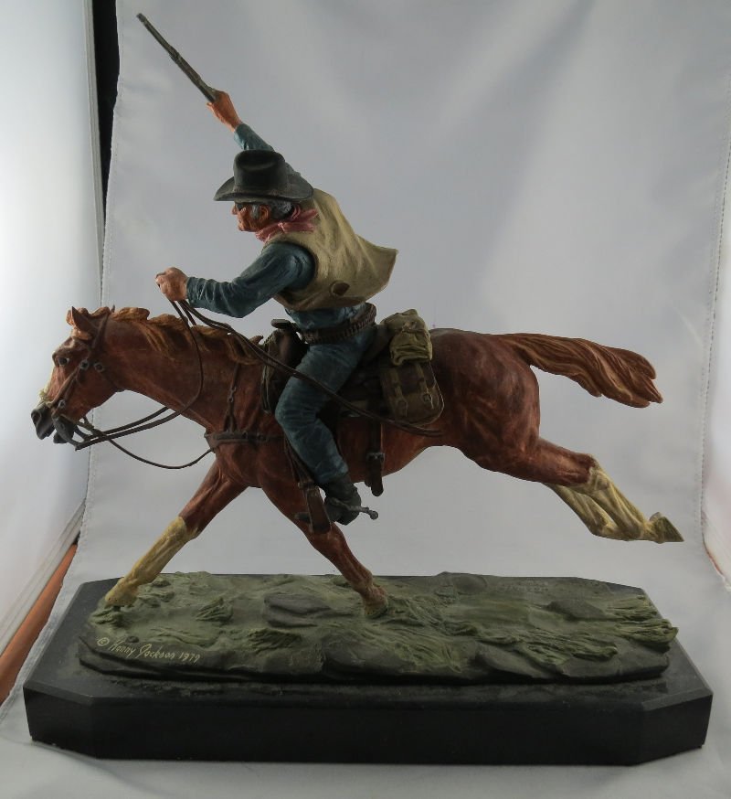 Harry Jackson (Marshall III) b. 1924 Polychrome Bronze: Harry Jackson (Marshall III) b. 1924 Polychrome Bronze. Measures - 12" high x 11 3/4" wide x 4 1/2" deep.