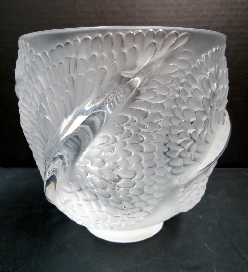 Lalique "Andromeda" Crystal Vase: Lalique "Andromeda" Crystal Vase, was created and designed by Marie Claude. Measures - 5 3/4" high x 6" diameter.