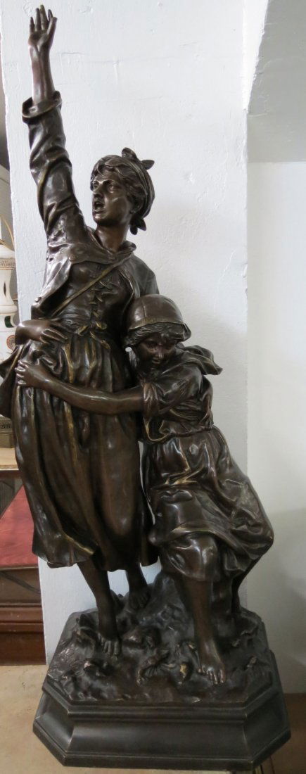 Jean Didier Debut (French 1824-1893) Bronze Figure of: Jean Didier Debut (French 1824-1893) Bronze Figure of Clam Hunters. Measures - 41" high.