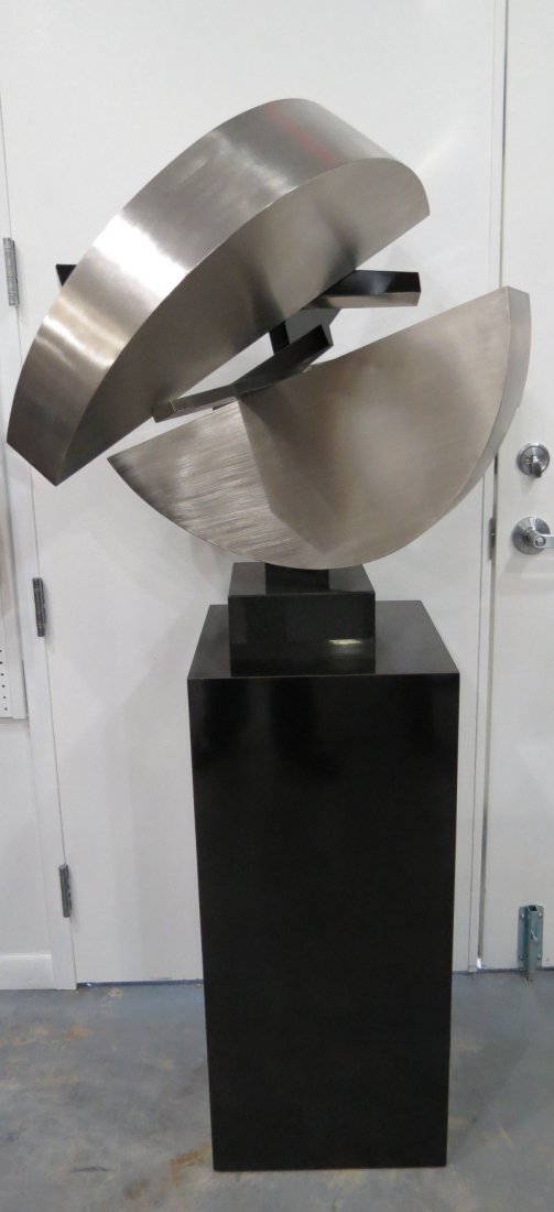 Dolly Moreno Stainless Steel Geometric 1000 Pc.: Dolly Moreno Stainless Steel Geometric 1000 Pc. Sculpture. Measures - 70" high x 30" wide.