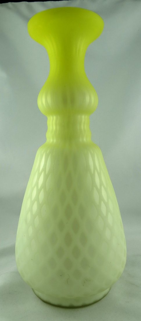 Diamond Quilted Satin Glass Vase: Diamond Quilted Satin Glass Vase. Late 19th Century, probably Thomas Webb.