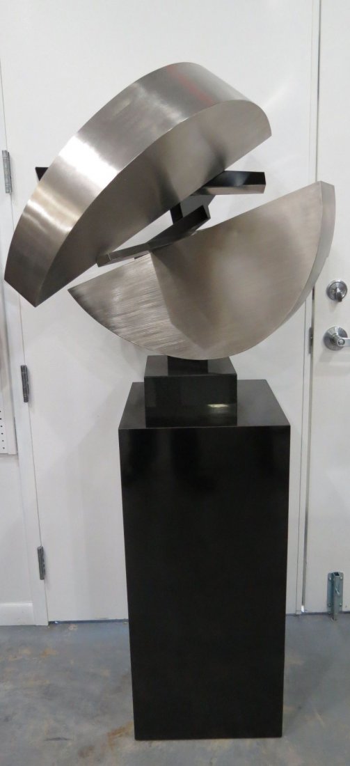 Dolly Moreno Stainless Steel Geometric 1000 Pc.: Dolly Moreno Stainless Steel Geometric 1000 Pc. Sculpture. Measures - 70" high x 30" wide.