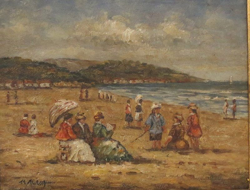 Signed Middle Eastern Oil Painting on Board: Signed Middle Eastern Oil Painting on Board featuring beach offshore scene. Signed lower left. Measures- 9 5/8" wide x 8" high + 5" frame.