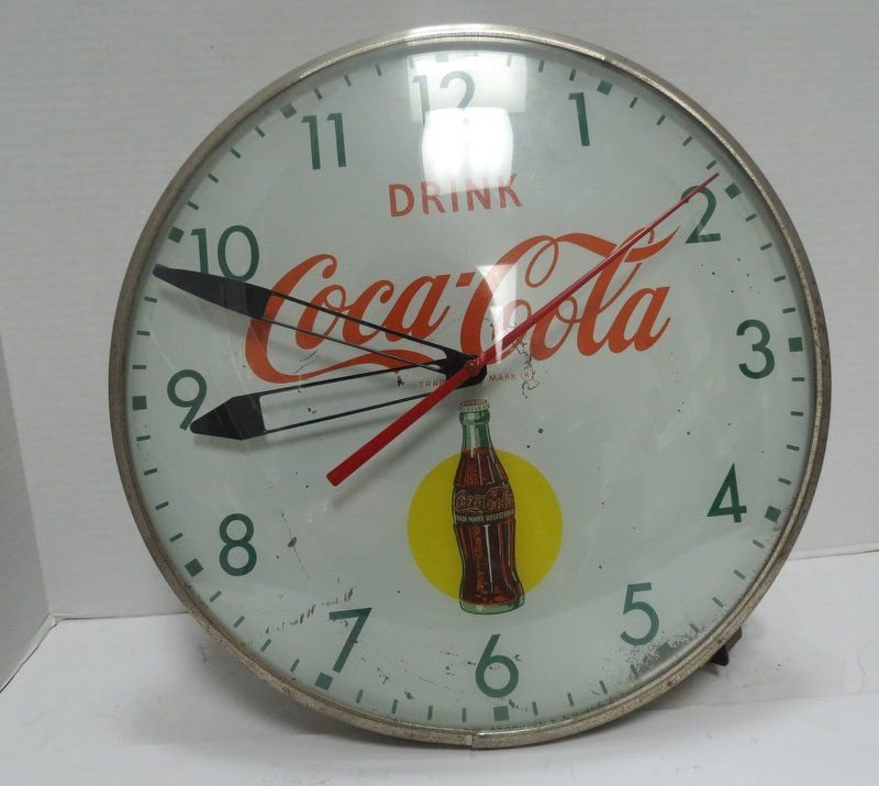 Vintage Pam Coca-Cola/Coke Bubble Wall Clock: Vintage Pam Coca-Cola/Coke Bubble Wall Clock. Original Pam clock measures 15" diameter and 3" tall. No scratches on glass. Some paint cracks and chips, but in working condition and no burn marks from