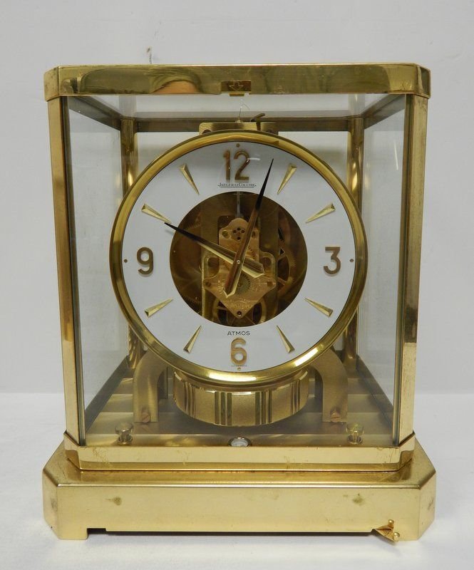 Brass Le Coultre Atmos Clock: Brass Le Coultre Atmos Clock. Measures - 9 1/2" high x 7 1/2" wide.