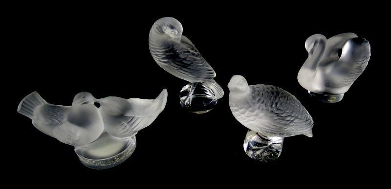 4 Pc. Lalique France Crystal Paperweights: 4 Pc. Lalique France Crystal Paperweights. Measures - 2 3/4" high.