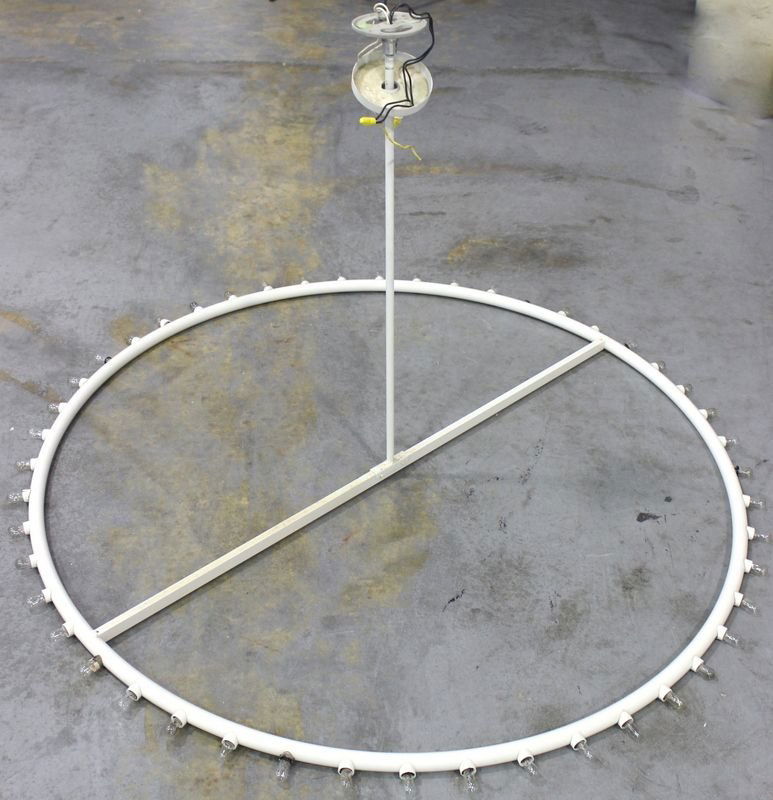 Mid-Century Round Hanging Light Fixture: Mid-Century Round Hanging Light Fixture. Measures - 49 1/2" diameter.