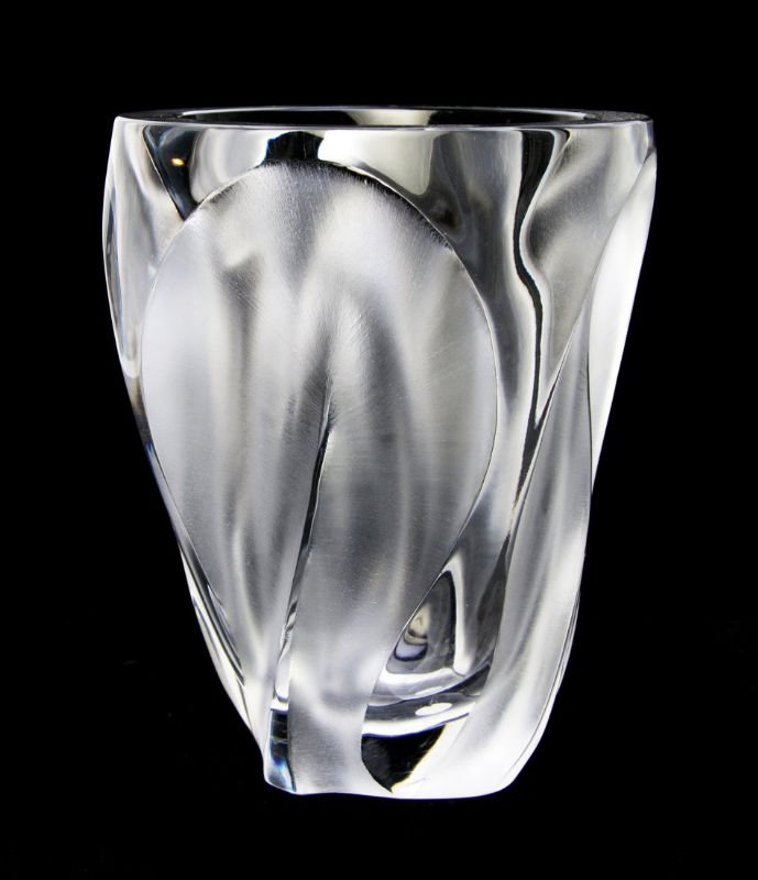 Lalique France "Ingrid" Vase: Lalique France "Ingrid" Vase. Signed Lalique France. Design #12285. Measures - 10 1/2" high x 8 3/8" diameter.