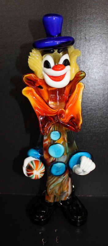 Murano Art Glass Clown Figure: Murano Art Glass Clown Figure. Measures - 10 1/2" high.