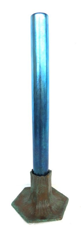 Tiffany Studios New York Bronze & Favrile Glass Flower: Tiffany Studios New York Bronze & Favrile Glass Flower Vase. Measures - 11 1/4" high.