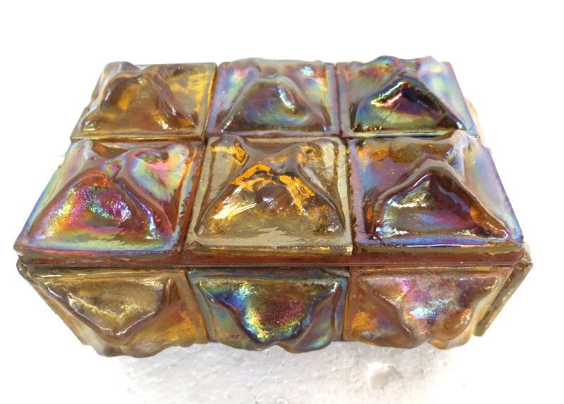 Tiffany Studios Style Bronze Mounted Favrile Glass Cove: Tiffany Studios Style Bronze Mounted Favrile Glass Covered Box. Measures - 3 1/2" high x 7 3/8" long.