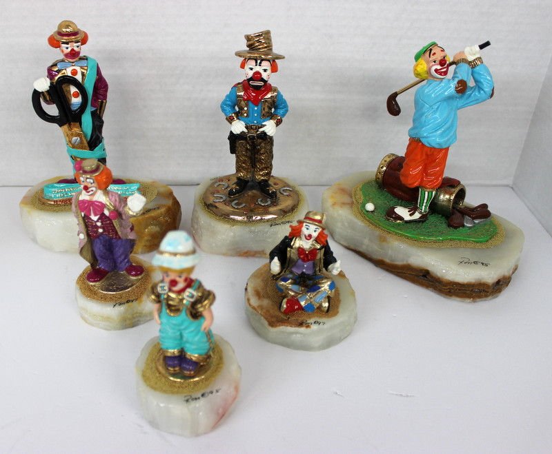 Collection of 6 Ron Lee Ltd Edition Clowns: Collection of 6 Ron Lee Ltd Edition Clowns. Height range - 7 1/2" - 4".