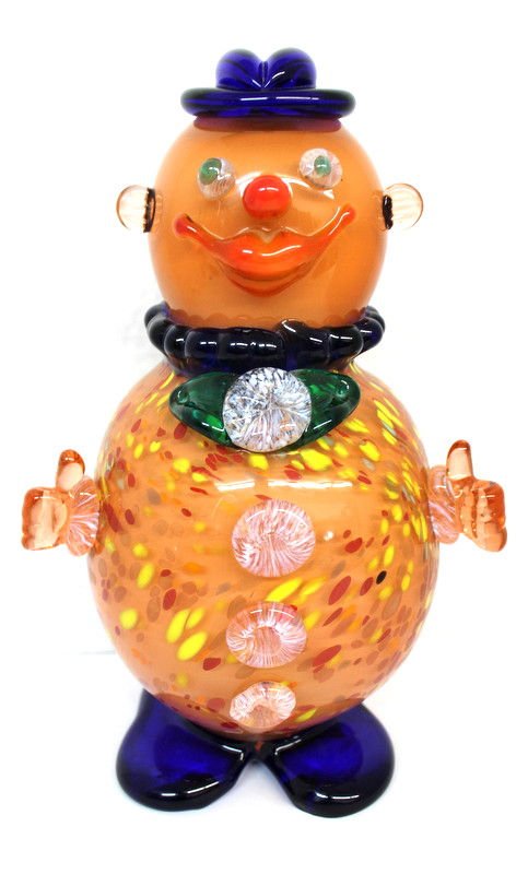 Murano Glass Clown Figure: Murano Glass Clown Figure. Measures - 11 1/2" high x 7 3/4" wide.