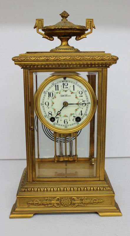 Seth Thomas French Gilt Bronze Mantle Clock: Seth Thomas French Gilt Bronze Mantle Clock. Measures - 15 1/2" high x 8 3/8" wide.