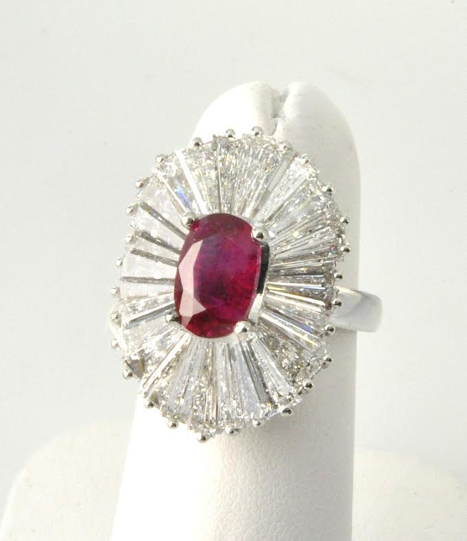 Magnificent Contemporary Burma Ruby & Diamond: This is a magnificent contemporary Burma ruby and diamond ring/pendant. The ring is centrally set with a fantastic cushion cut faceted Burma ruby that exhibits a typical pigeon blood red body color