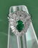 Contemporary Platinum, Diamond & Colombian Emerald Ring