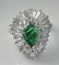 Contemporary Platinum, Diamond & Colombian Emerald Ring - 2