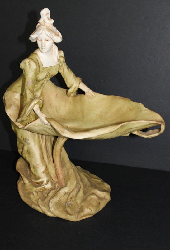 Royal Dux Porcelain Figure: Royal Dux Porcelain Figure. Measures - 13" high x 12" wide.