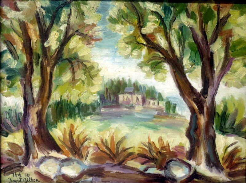 David Gilboa (Israeli b.1910) Oil Painting: David Gilboa (Israeli b.1910) Oil Painting. Measures - 8 3/4" high x 11 1/2" wide, + 1 3/4" frame.