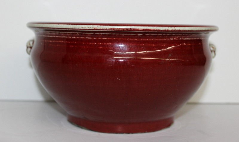 19th C. Antique Chinese Porcelain Sang De Bouf Fish: 19th C. Antique Chinese Porcelain Sang De Bouf Fish Bowl. Measures - 4 1/2" high x 8 1/2" diameter.