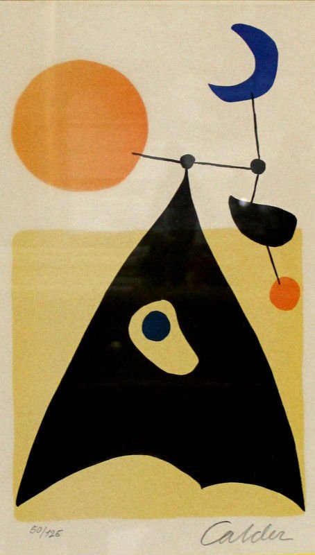 Alexander Calder Original 'Justice' Lithograph: Alexander Calder Original 'Justice' Lithograph. Measures - 17" high x 10 1/2" wide + 5" frame. Martin Galleries Certificate 50/125.