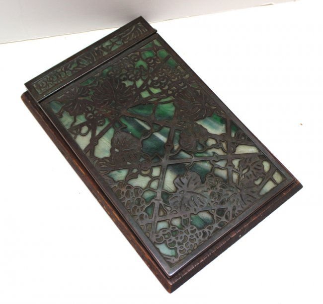 Tiffany Studios New York Art Glass Note Pad: Tiffany Studios New York Art Glass Note Pad. Measures - 7 1/2" high x 5" wide.
