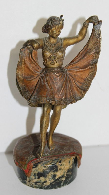 Franz Xavier Bergman (1861-1936) Erotic Bronze Dancer: Franz Xavier Bergman (1861-1936) Erotic Bronze Dancer. Measures - 5 1/2" high. Light loss throughout.
