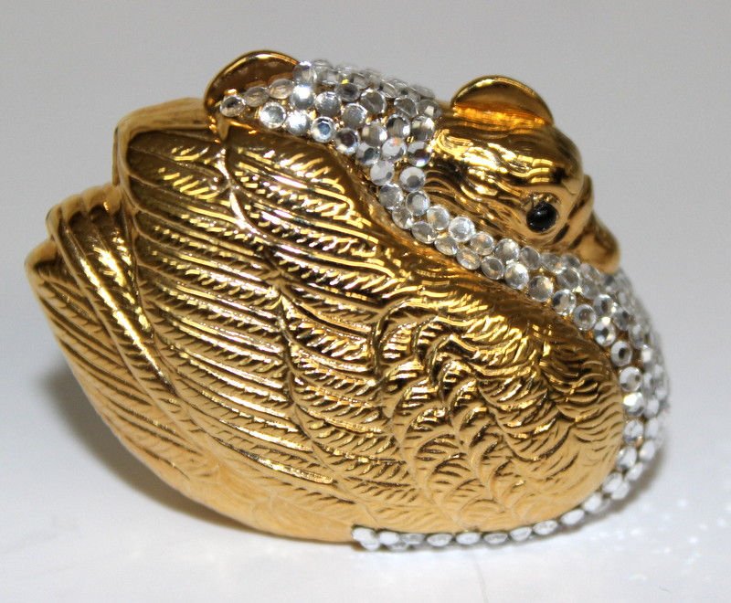 Judith Leiber Swan Pill Box: Judith Leiber Swan Pill Box. Measures - 2" long.