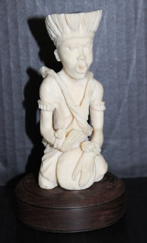 Finely Carved African Ivory Figure: Finely Carved African Ivory Figure. Measures - 6" high. Weighs - 292.5 grams with base. Ivory - 5" high.