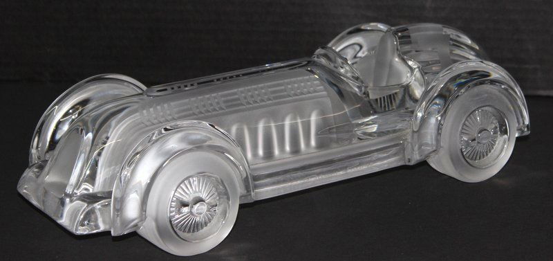 Daum crystal Retired Monoplace Le Mans #7 Race Car: Daum crystal Retired Monoplace Le Mans #7 Race Car, modeled after a 1940s era race car. Signed Daum France. Original retail price $105014 1/2\" In length