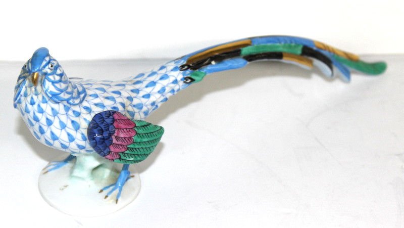Herend 'Pheasant' Fishnet Porcelain Figure: Herend 'Pheasant' Fishnet Porcelain Figure. Measures - 3" high x 8 3/4" long.