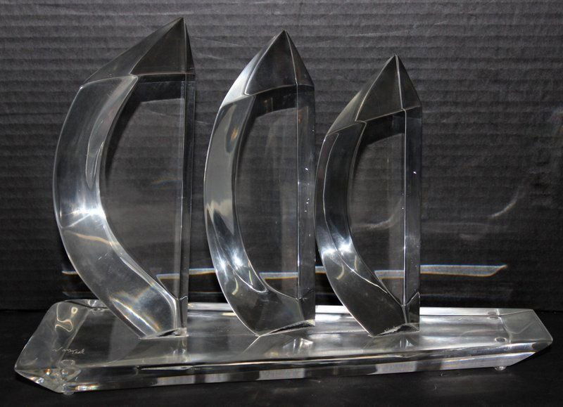 Van Teal Lucite Sail Boat: Van Teal Lucite Sail Boat. Measures - 9 1/4" high x 14" long x 6" deep.