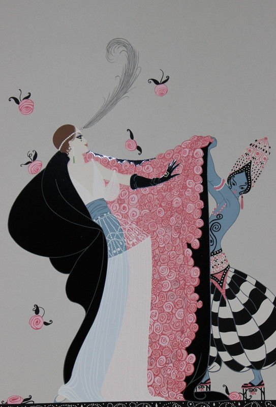 Erte "The Flowered Cape" Ltd. Edition Serigraph: Erte "The Flowered Cape" Ltd. Edition Serigraph. Pencil signed & numbered 283/300. Measures - 15" x 20 3/4", unframed.